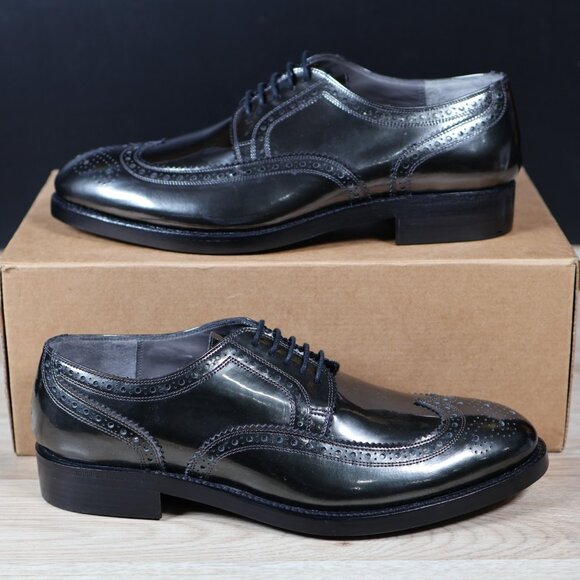 Robert Clergerie Shoes Mens Size 9 Silver Derby Long Wing Leather Brogue France - Picture 1 of 8